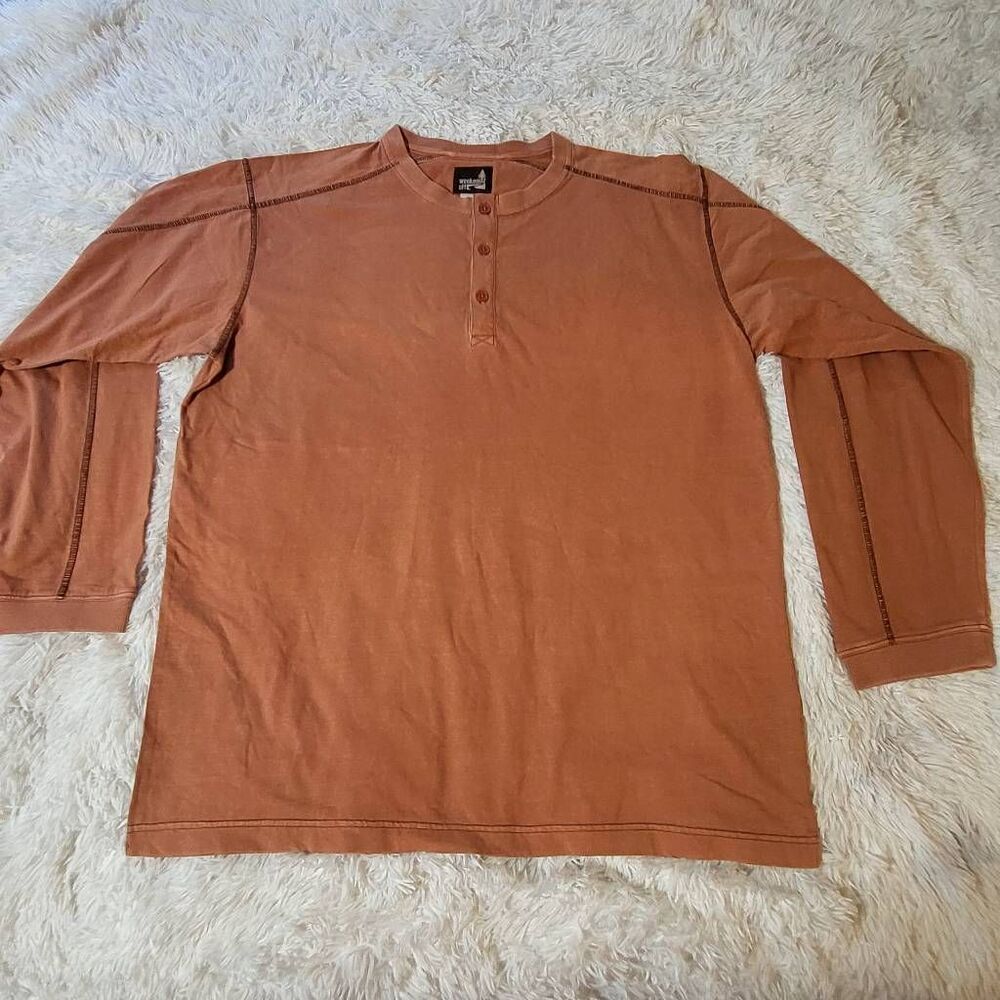 Weekendz off long sleeve henley tee orange stitching layer t shirt L
